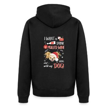 Chihuahua vin chaud Noël - Veste à capuche bio Premium Unisexe - noir - Dos - Nico (187cm)