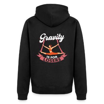 Gravity Is For Losers - Aerialist - Unisex Premium Organic Zip Hoodie - black - Back - Nico (187cm)