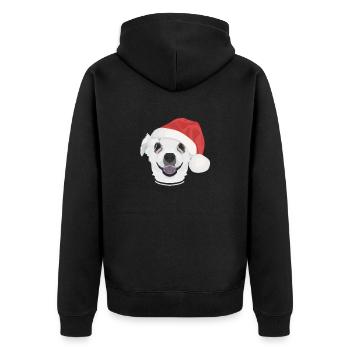 Chihuahua Frohe Weihnachten - Unisex Premium Bio Zip Hoodie - Schwarz - Hinten - Nico (187cm)