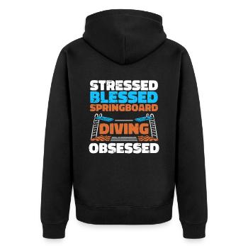 Diving Diver Funny - Unisex Premium Organic Zip Hoodie - black - Back - Nico (187cm)