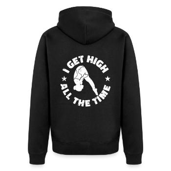 Turmspringen Turmspringer Witz - Unisex Premium Bio Zip Hoodie - Schwarz - Hinten - Nico (187cm)