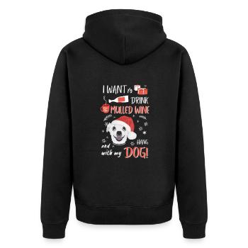 Chihuahua vin chaud Noël - Veste à capuche bio Premium Unisexe - noir - Dos - Nico (187cm)