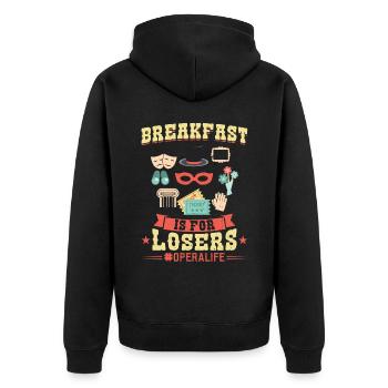 No Breakfast - Operalife - Opera Singer - Unisex Premium Bio Zip Hoodie - Schwarz - Hinten - Nico (187cm)