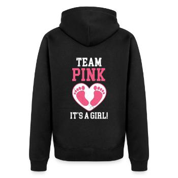 Team Pink Its A Girl - Unisex Premium Bio Zip Hoodie - Schwarz - Hinten - Nico (187cm)