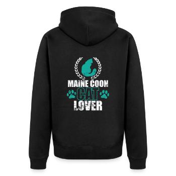 Maine Coon Cat Lover Cat Pet Cat - Unisex Premium Organic Zip Hoodie - black - Back - Nico (187cm)