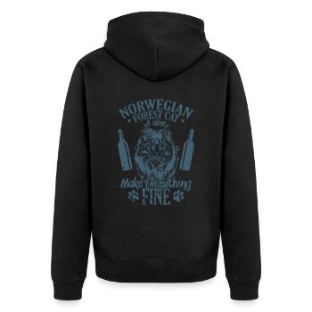 Le chat de la forêt norvégienne et le vin rendent tout bien - Veste à capuche bio Premium Unisexe - noir - Dos - Nico (187cm)