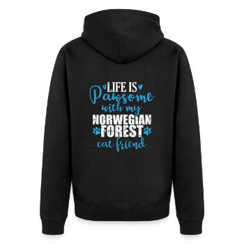 La vie est Pawsome avec mon chat de la forêt norvégienne - Veste à capuche bio Premium Unisexe - noir - Dos - Nico (187cm)