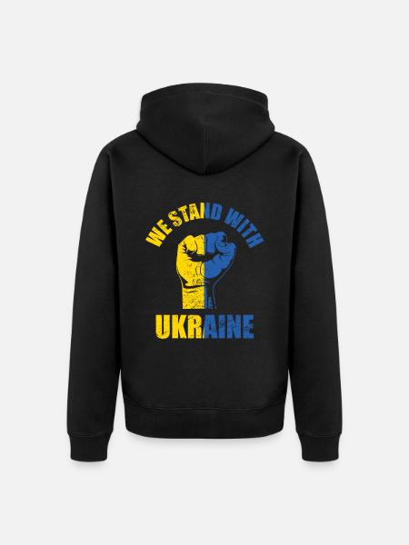 We Stand With Ukraine - Unisex Premium Organic Zip Hoodie - black