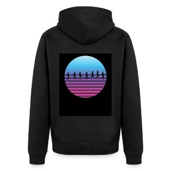 Fitness Roping - Jumping rope at sunset - Unisex Premium Organic Zip Hoodie - black - Back - Nico (187cm)