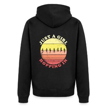 Fitness Roping - Jumping rope at sunset - Unisex Premium Organic Zip Hoodie - black - Back - Nico (187cm)