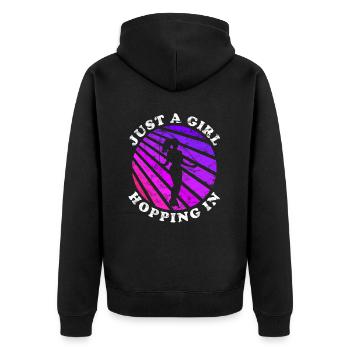 Fitness Roping - Jumping rope at sunset - Unisex Premium Organic Zip Hoodie - black - Back - Nico (187cm)