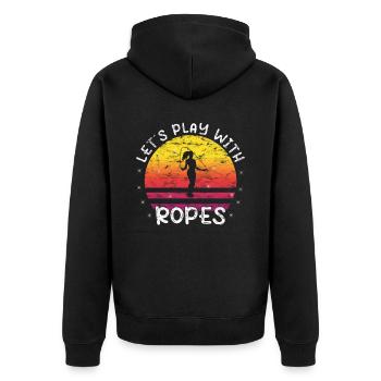 Fitness Roping - Jumping rope at sunset - Unisex Premium Organic Zip Hoodie - black - Back - Nico (187cm)
