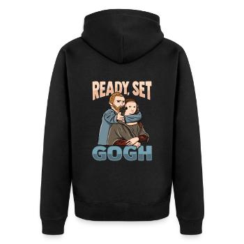 Van Gogh Art Mona Lisa - Unisex Premium Organic Zip Hoodie - black - Back - Nico (187cm)