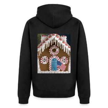 American Christmas Gingerbread House with US - Unisex Premium Organic Zip Hoodie - black - Back - Nico (187cm)