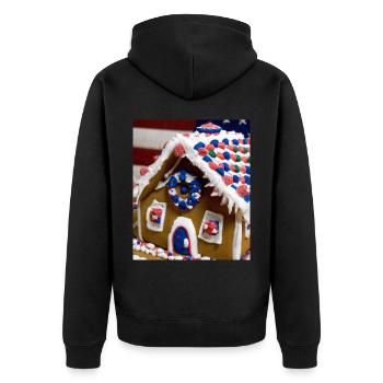 American Christmas Gingerbread House with US - Unisex Premium Organic Zip Hoodie - black - Back - Nico (187cm)