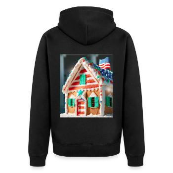 American Christmas Gingerbread House with US - Unisex Premium Organic Zip Hoodie - black - Back - Nico (187cm)