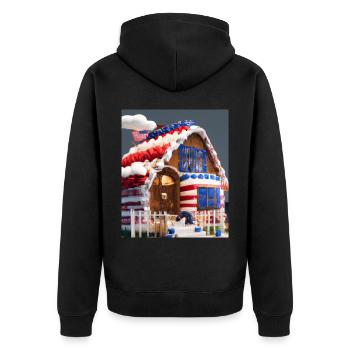 American Christmas Gingerbread House with US - Unisex Premium Organic Zip Hoodie - black - Back - Nico (187cm)