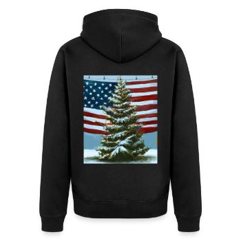 American Christmas Christmas Tree with US - Unisex Premium Organic Zip Hoodie - black - Back - Nico (187cm)