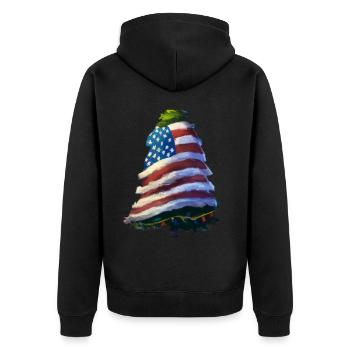 American Christmas Christmas Tree with US - Unisex Premium Organic Zip Hoodie - black - Back - Nico (187cm)