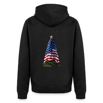 American Christmas Christmas Tree with US - Unisex Premium Organic Zip Hoodie - black - Back - Nico (187cm)