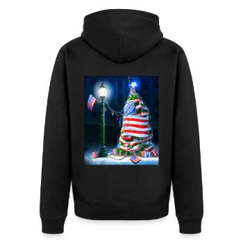 American Christmas Christmas Tree with US - Unisex Premium Organic Zip Hoodie - black - Back - Nico (187cm)
