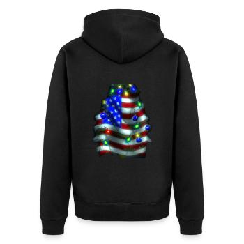 American Christmas Christmas Tree with US - Unisex Premium Organic Zip Hoodie - black - Back - Nico (187cm)