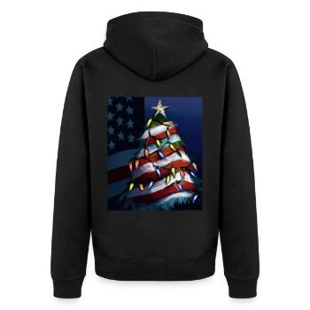 American Christmas Christmas Tree with US - Unisex Premium Organic Zip Hoodie - black - Back - Nico (187cm)