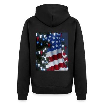 American Christmas Christmas Tree with US - Unisex Premium Organic Zip Hoodie - black - Back - Nico (187cm)