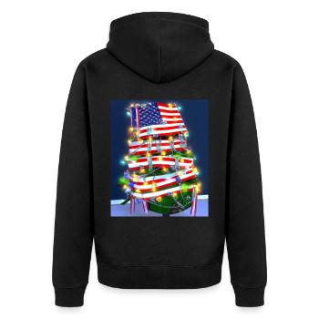 American Christmas Christmas Tree with US - Unisex Premium Organic Zip Hoodie - black - Back - Nico (187cm)
