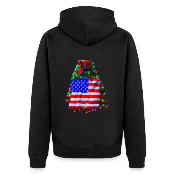 American Christmas Christmas Tree with US - Unisex Premium Organic Zip Hoodie - black - Back - Nico (187cm)