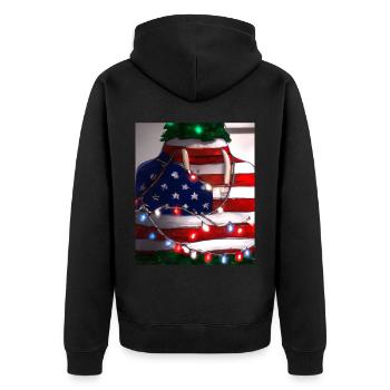 American Christmas Christmas Tree with US - Unisex Premium Organic Zip Hoodie - black - Back - Nico (187cm)