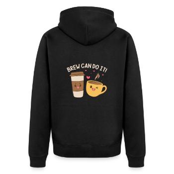 Kaffee Koffein Espresso Barista Geschenk - Unisex Premium Bio Zip Hoodie - Schwarz - Hinten - Nico (187cm)