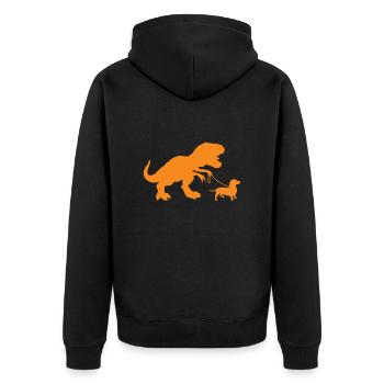 Dachshund T-Rex Dog Dogs Dachshund Teckel Gift - Unisex Premium Organic Zip Hoodie - black - Back - Nico (187cm)