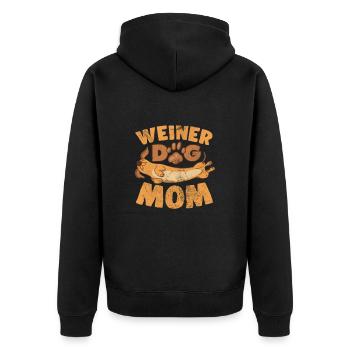 Dachshund Mom - Unisex Premium Organic Zip Hoodie - black - Back - Nico (187cm)