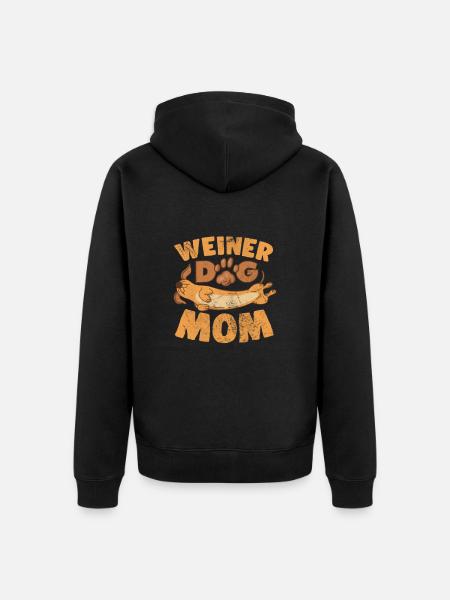 Dachshund Mom - Unisex Premium Organic Zip Hoodie - black