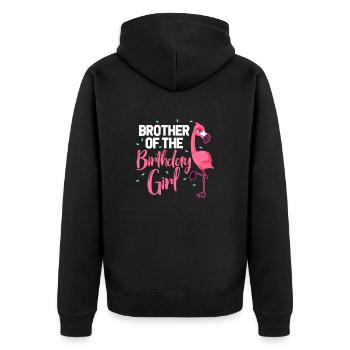 Flamingo Anniversaire Frère Soeur Cadeau - Veste à capuche bio Premium Unisexe - noir - Dos - Nico (187cm)
