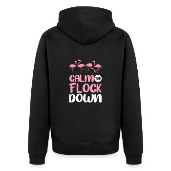 Flamingo Pink Vogel Zoo Sommer Urlaub Geschenk - Unisex Premium Bio Zip Hoodie - Schwarz - Hinten - Nico (187cm)