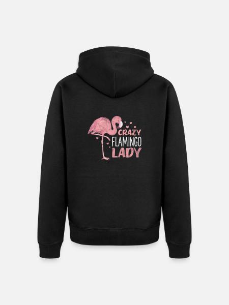 Flamingo Lady - Unisex Premium Organic Zip Hoodie - black