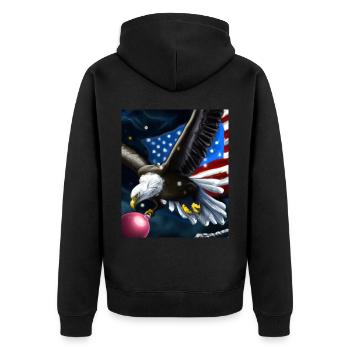 American Christmas White-tailed Eagle with US Flag - Unisex Premium Organic Zip Hoodie - black - Back - Nico (187cm)