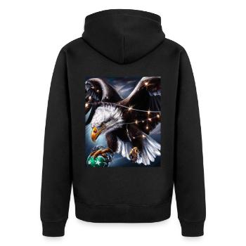 American Christmas White-tailed Eagle with - Unisex Premium Organic Zip Hoodie - black - Back - Nico (187cm)