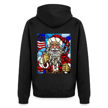 Amerikanisches Weihnachten Weihnachtsmann - Unisex Premium Bio Zip Hoodie - Schwarz - Hinten - Nico (187cm)