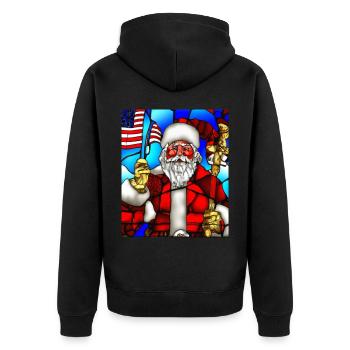 Amerikanisches Weihnachten Weihnachtsmann - Unisex Premium Bio Zip Hoodie - Schwarz - Hinten - Nico (187cm)