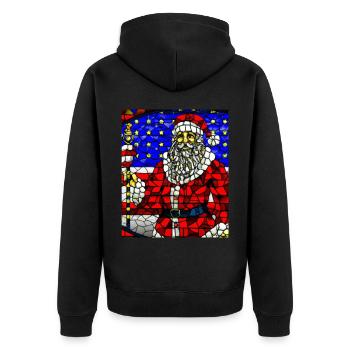Amerikanisches Weihnachten Weihnachtsmann - Unisex Premium Bio Zip Hoodie - Schwarz - Hinten - Nico (187cm)