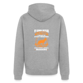 German Shepherd - Unisex Premium Organic Zip Hoodie - heather grey - Back - Nico (187cm)