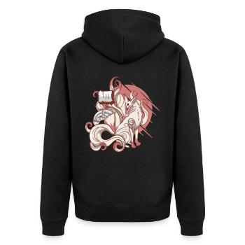 Cyborg Kitsune Nine-tailed Fox Cyber Aesthetic - Unisex Premium Organic Zip Hoodie - black - Back - Nico (187cm)