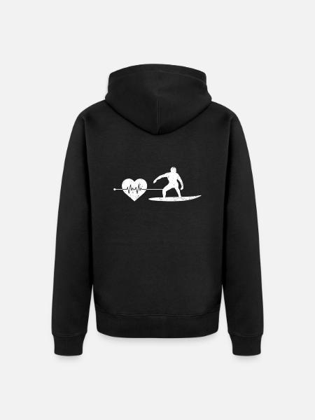 Surfen Herzschlag - Unisex Premium Bio Zip Hoodie - Schwarz