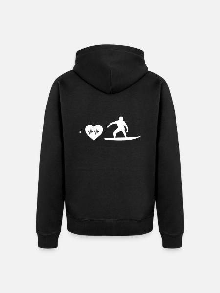 Surfen Herzschlag - Unisex Premium Bio Zip Hoodie - Schwarz