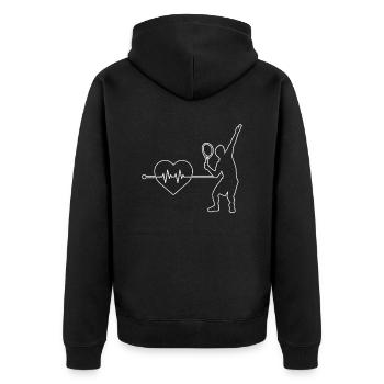 Tennis Herzschlag - Unisex Premium Bio Zip Hoodie - Schwarz - Hinten - Nico (187cm)