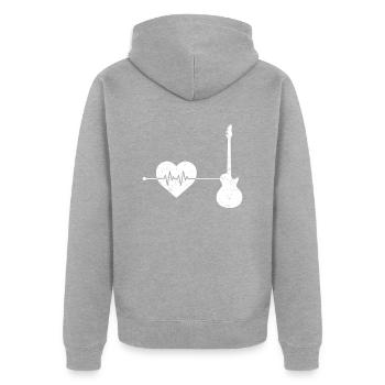 E Guitare Heartbeat - Veste à capuche bio Premium Unisexe - gris chiné - Dos - Nico (187cm)