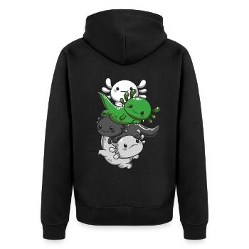 Demiromantic Pride Kawaii Axolotl Heap Demir - Unisex Premium Organic Zip Hoodie - black - Back - Nico (187cm)